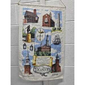 Vintage Kay Dee Linen Tea Towel Historic Boston Souvenir
